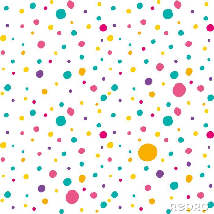 Behang Klein en groot kleurrijk patroon met cirkels op witte achtergrond