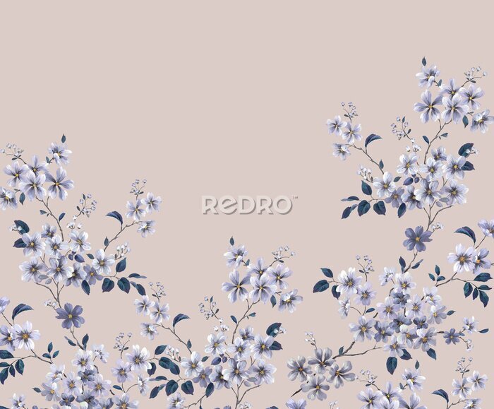 Behang Kleine bloemetjes in de struiken