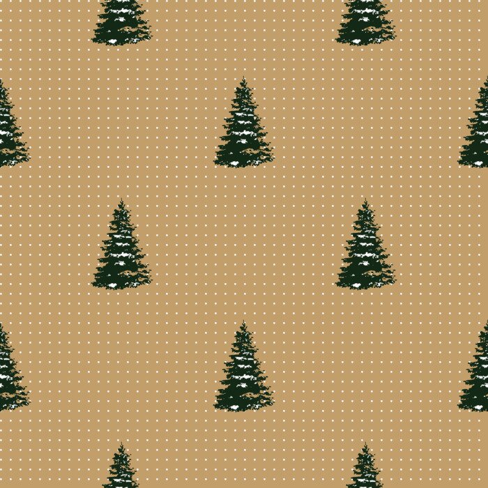 Behang Kleine bomen op een beige gestippelde achtergrond