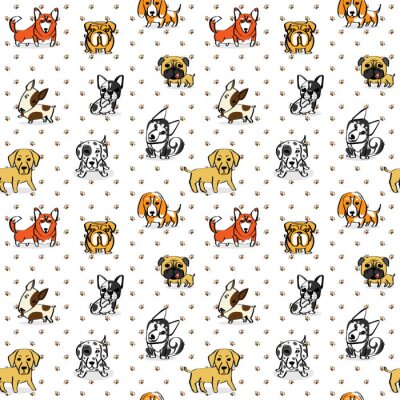 Behang Kleine hondjes in verschillende kleuren