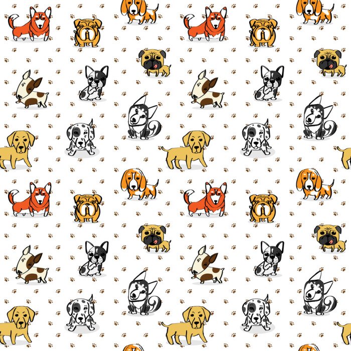 Behang Kleine hondjes in verschillende kleuren