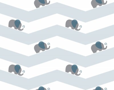 Behang Kleine olifanten op een geometrische achtergrond