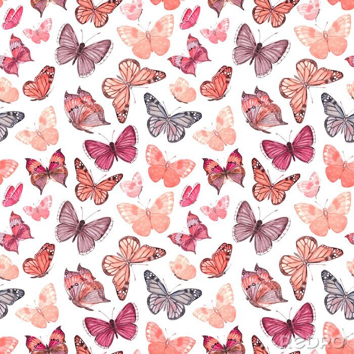 Behang Kleine roze vlinders