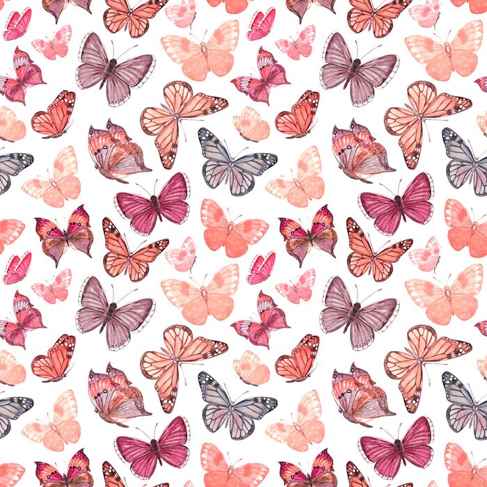 Behang Kleine roze vlinders