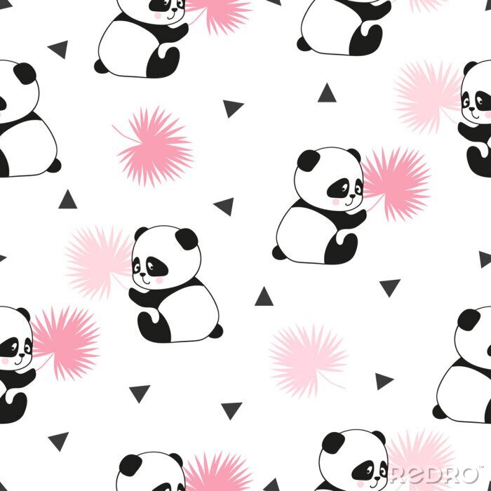 Behang Kleine schattige panda's