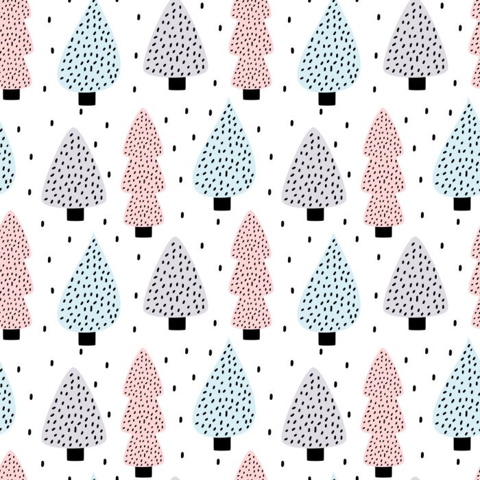 Behang Kleurrijk bos in Scandinavische stijl