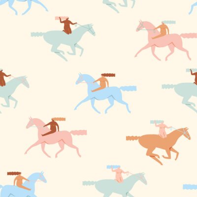 Behang Kleurrijk Fries paard met een meisje