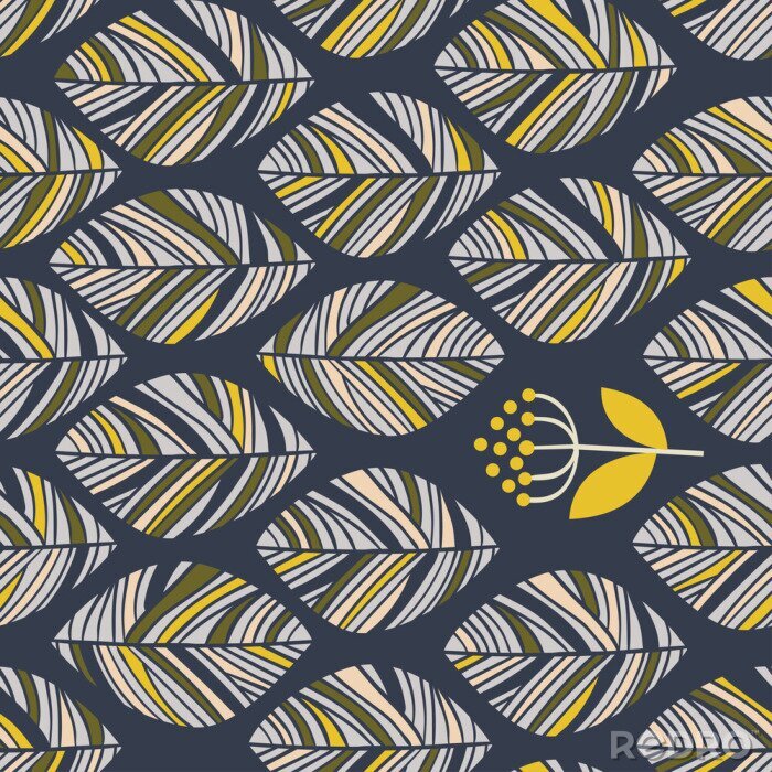 Behang Kleurrijk gestreept blad