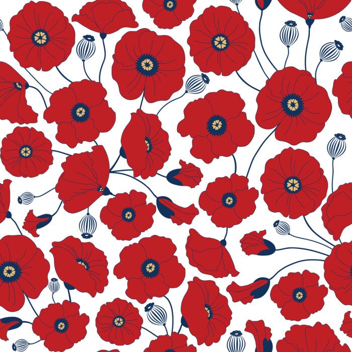 Behang Kleurrijk naadloos patroon met klaprozen. Abstracte illustratie. EPS 8