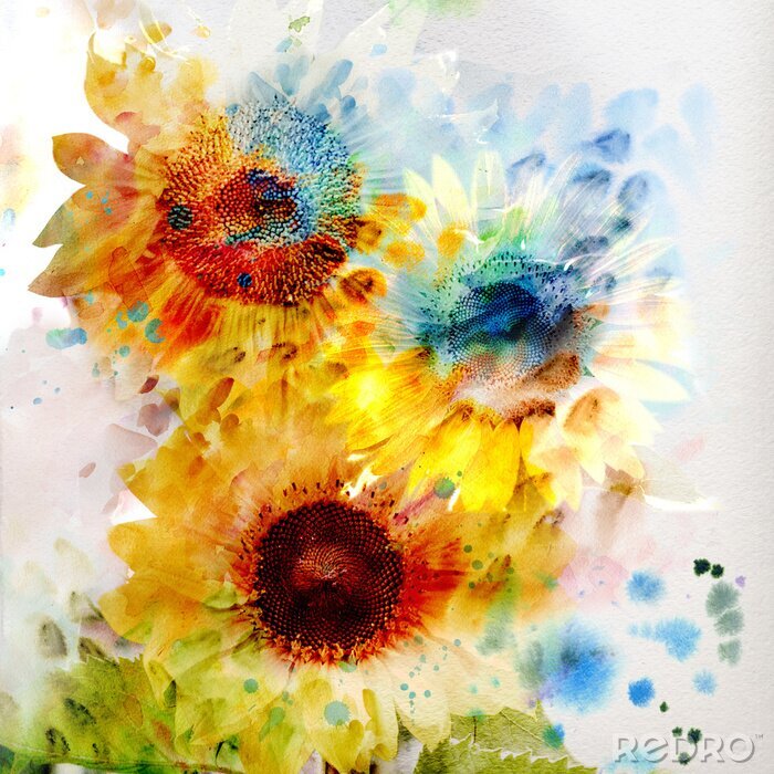 Behang Kleurrijk patroon met zonnebloemen