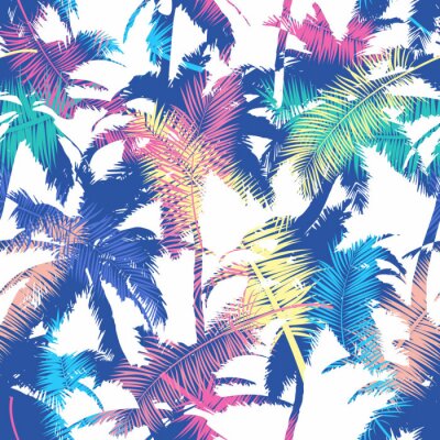 Kleurrijk trendy naadloze exotische patroon met palm. Modern abstract ontwerp voor papier, behang, omslag, stof en andere gebruikers. Vector illustratie.