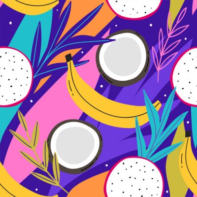 Behang Kleurrijke achtergrond met tropisch fruit