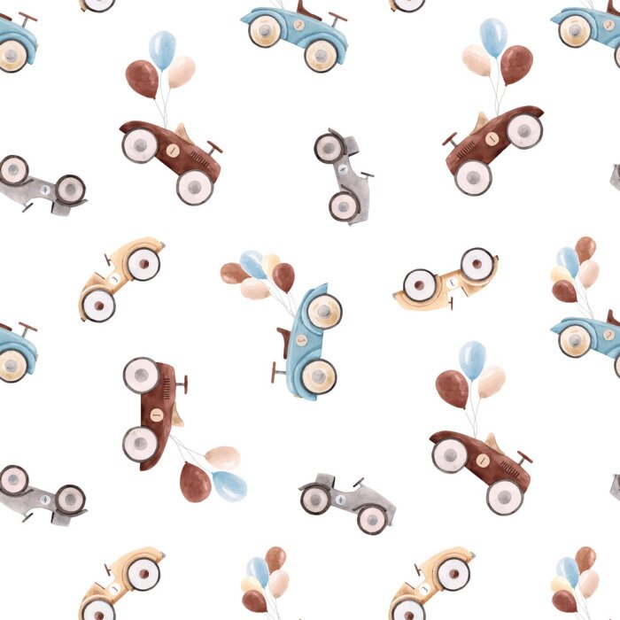 Behang Kleurrijke auto's in oude stijl