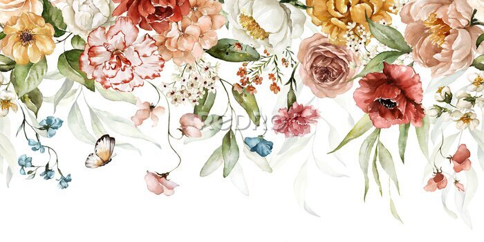 Behang Kleurrijke bloem lente slinger