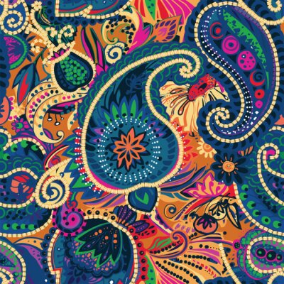 Behang Kleurrijke bloemen in oosterse stijl