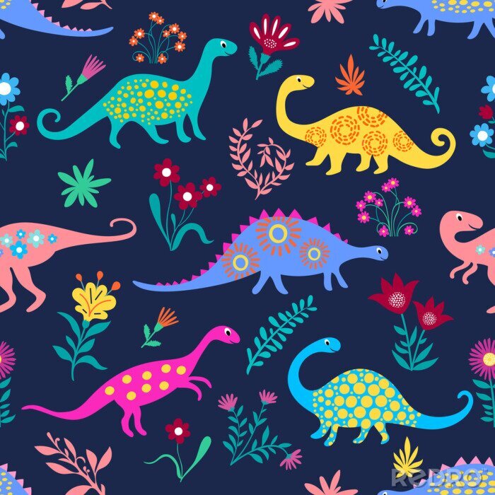 Behang Kleurrijke dinosaurussen