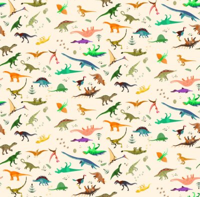 Behang Kleurrijke dinosaurussen