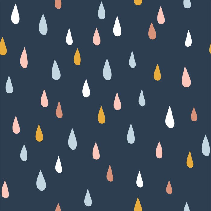 Behang Kleurrijke druppels op een donkerblauwe achtergrond in Scandinavische stijl