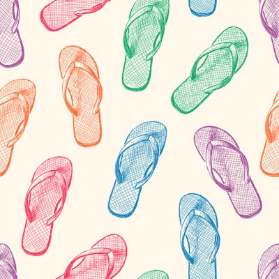 Behang Kleurrijke flip-flops op een beige achtergrond