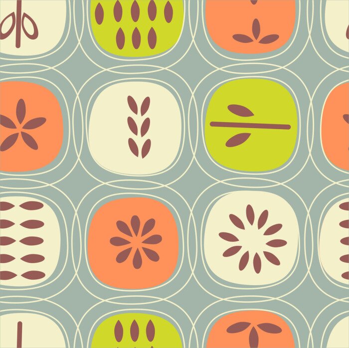 Behang Kleurrijke fruitpitten in retrostijl