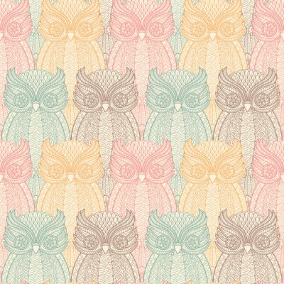 Behang Kleurrijke gevormde uilen