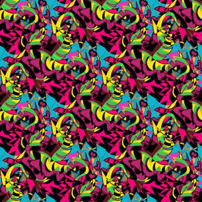 Behang Kleurrijke graffiti met slangen