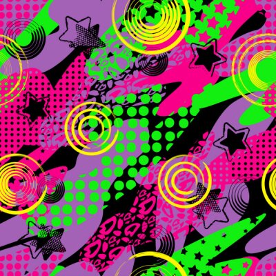 Behang Kleurrijke heldere pop-artgraffiti