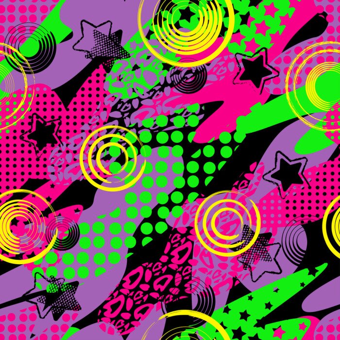 Behang Kleurrijke heldere pop-artgraffiti