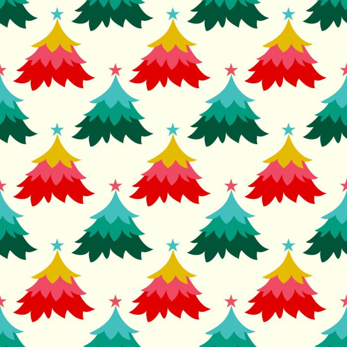 Behang Kleurrijke kerstbomen