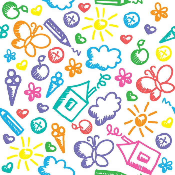 Behang Kleurrijke kindertekeningen