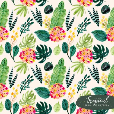 Behang Kleurrijke kleine bladeren en bloemen