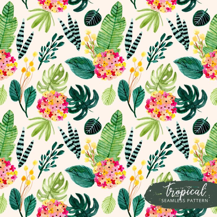 Behang Kleurrijke kleine bladeren en bloemen