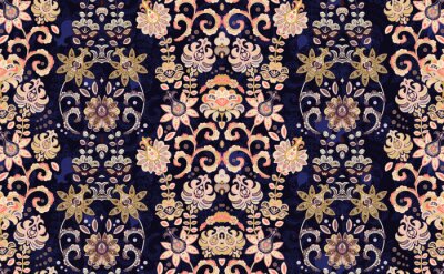 Behang Kleurrijke kleine oosterse bloemen op de achtergrond