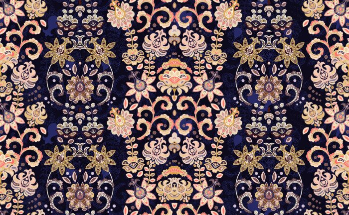 Behang Kleurrijke kleine oosterse bloemen op de achtergrond