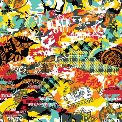 Behang Kleurrijke lappendeken graffiti