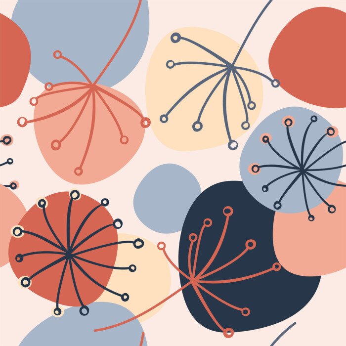 Behang Kleurrijke minimalistische paardebloem moderne afbeelding