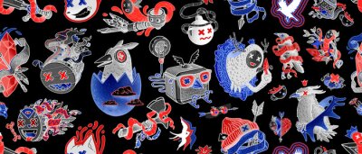 Behang kleurrijke monsters