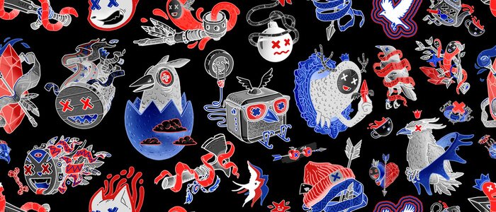 Behang kleurrijke monsters