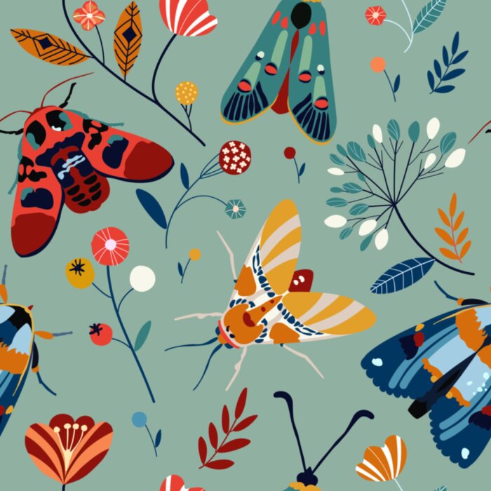 Behang Kleurrijke motten