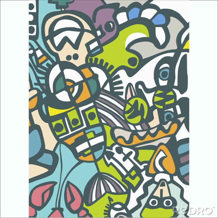 Behang Kleurrijke mozaïekfiguren