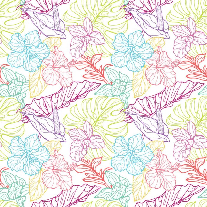 Behang Kleurrijke naadloze vector tropische patroon