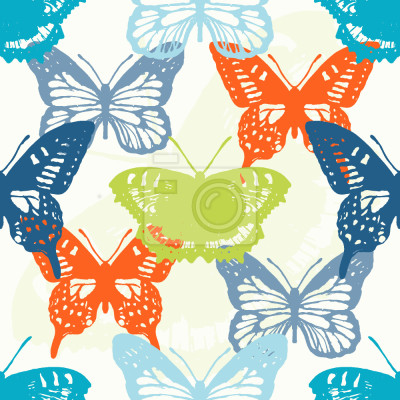 Behang Kleurrijke overlappende vlinders