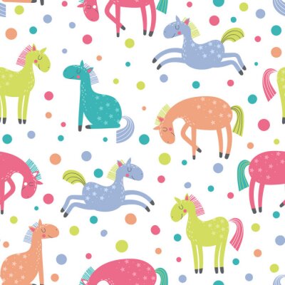 Behang Kleurrijke pony's