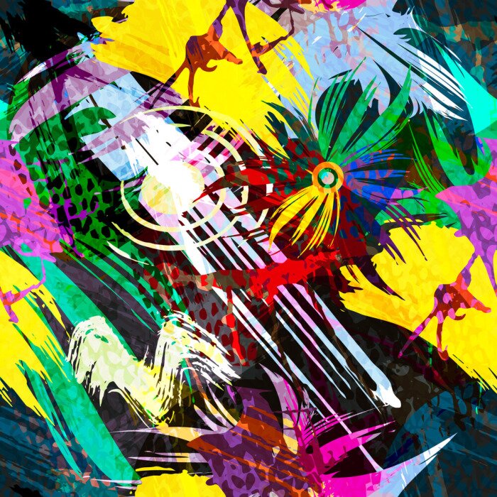 Behang Kleurrijke pop-arttekeningen en graffiti