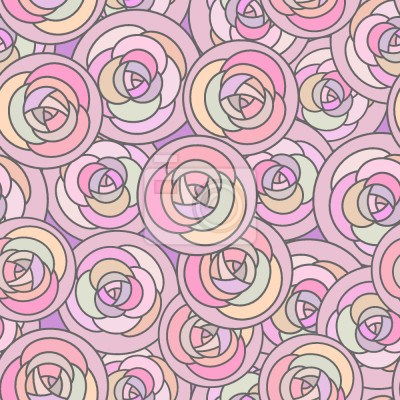 Behang Kleurrijke rozen in grafische gebrandschilderd glasstijl