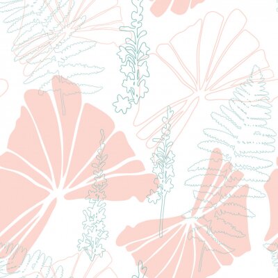 Behang Kleurrijke schets van bladeren