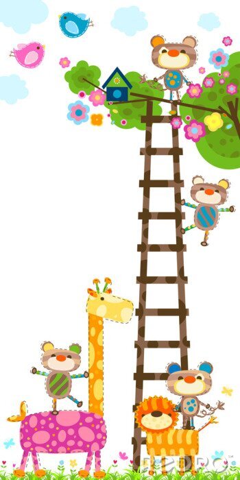 Behang Kleurrijke sprookjesdieren