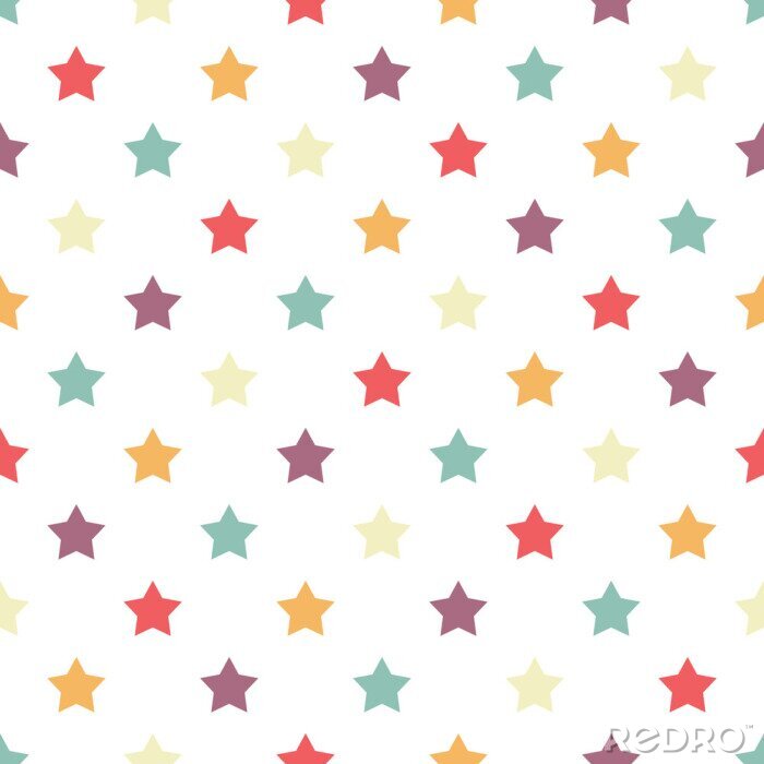 Behang Kleurrijke sterren op een witte achtergrond
