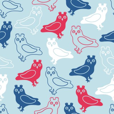 Behang Kleurrijke uilen in drie kleuren