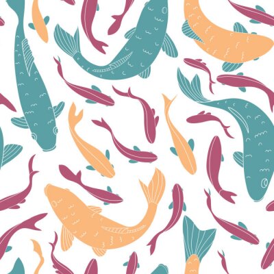 Behang Kleurrijke vissen in helder water